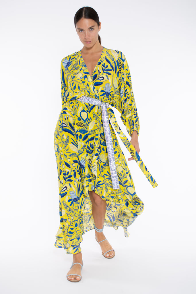 FARAJI DRESS - YELLOW MILLE FLOWER | Taj By Sabrina – TAJ by Sabrina